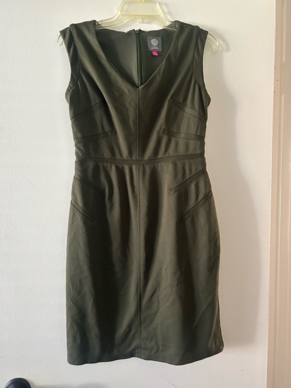 Vince Camuto Olive Green V-Neck Sheath Dress